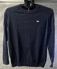 Lacoste LIVE men s Crew Neck Pullover Navy Blue Sweater w/ Logo Size Medium