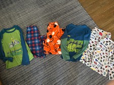 LOT BOYS PAJAMA / PJ PANTS  SHIRTS PJs PAJAMAS SZ S 6 7 SPORTS DINOSAURS RACING