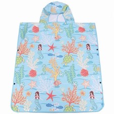 Hooded Beach Towel Poncho Teenager Mermaid Blue Hawaiian Brand