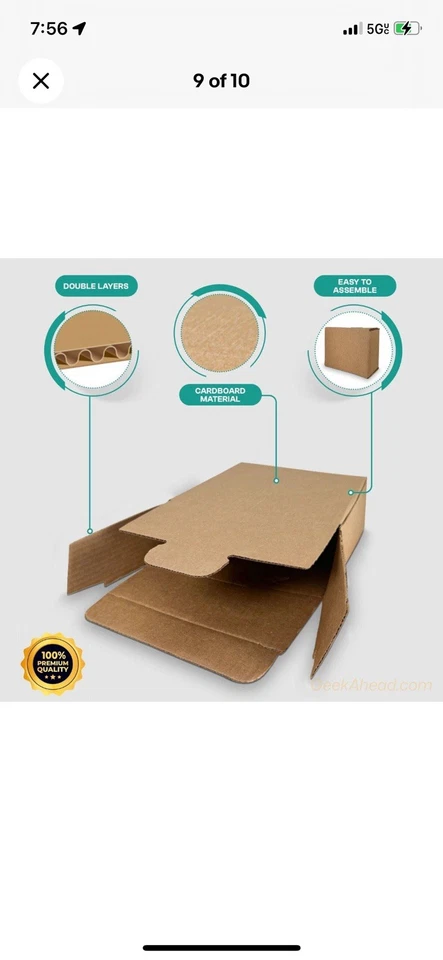 Corrugated Shipping Boxes - Sizes Small 10" - Large 12'' - 50 PC - Image 4 of 4