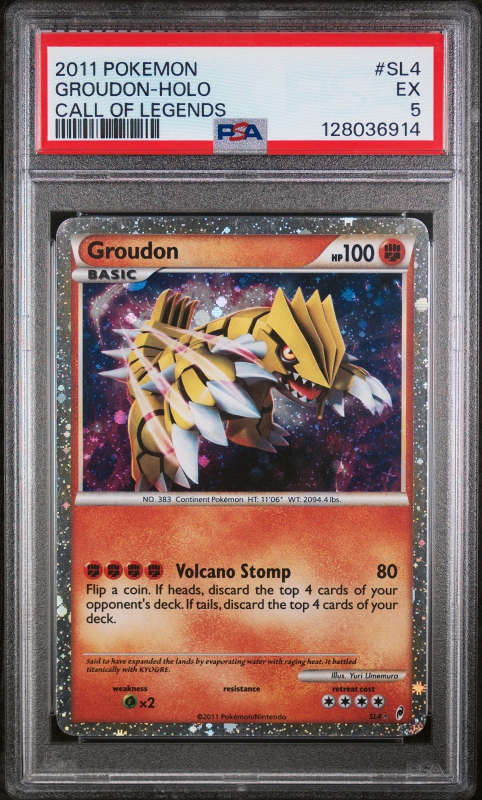 Groudon (Shiny) PSA 5 Call Of Legends SL4/95 Holo Rare Pokemon Card