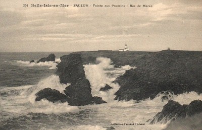 Old postcard 56 - BELLE-ILE-EN-MER (Morbihan) - SAUZON - Pointe Poulains. Tidal Race