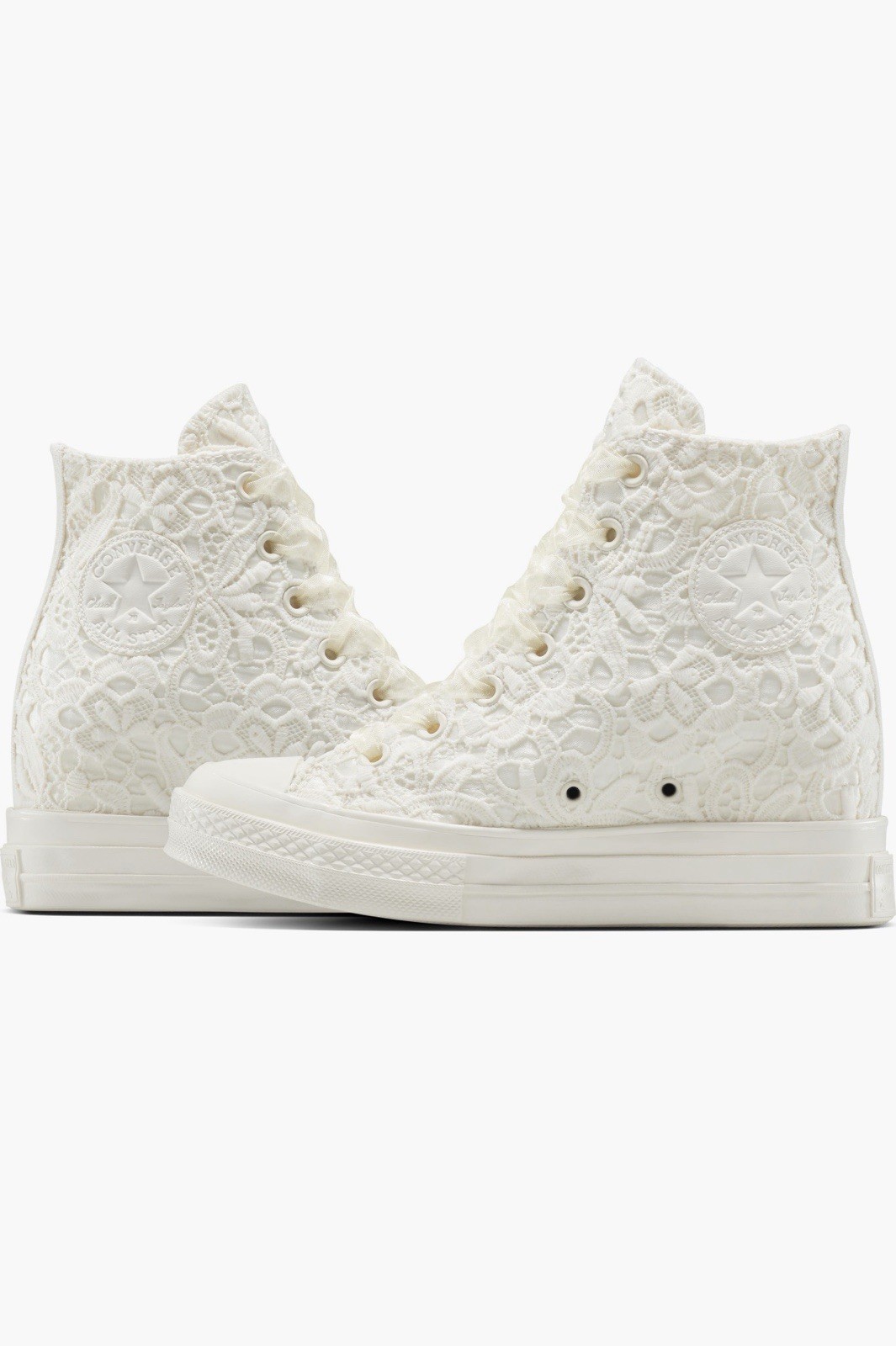 New Converse Chuck Taylor Sz 9 Egret/Black Sneakers Women Shoes Bridal Crochet thumbnail 5