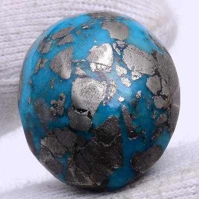 Blau Gold Magie ~ 79.00 Cts Natürlich Persisch Türkis High-End Cabochon - Bild 1 von 4