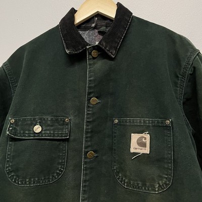 【どーちん】Carhartt ミシガンチョアコートC02 SPCグリーンL Carhartt Faded C02 SPC Spruce Green Blanket Lined Chore Coat