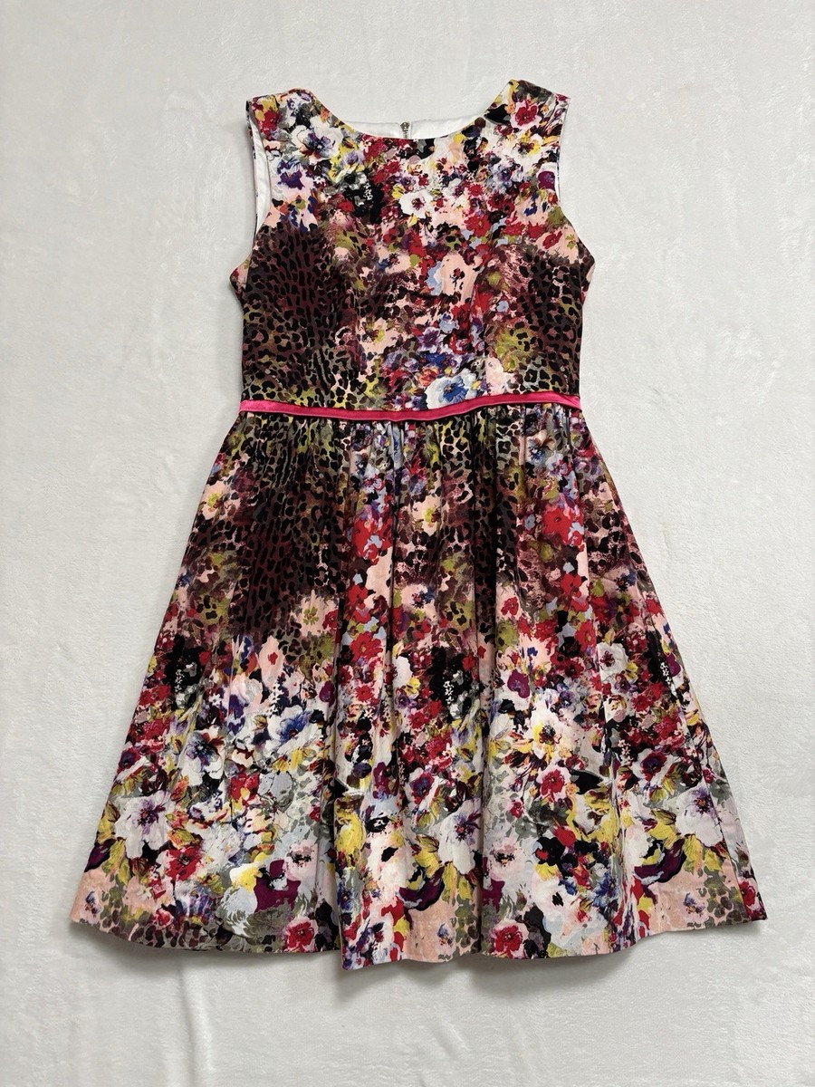 RED VALENTINO Multicolor Floral Animal Print Fit & Flare Poplin Dress M |  eBay