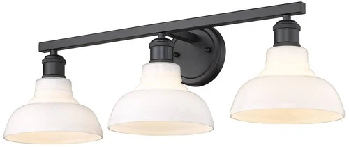 Carver 27 1/2" Wide Matte Black 3-Light Bath Light - Picture 2 of 7