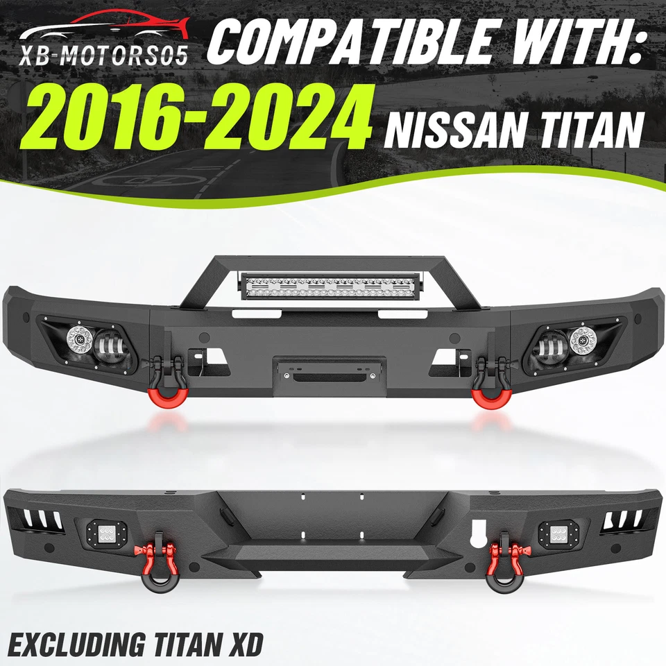 For 2016-2024 Nissan Titan (not for TITAN XD) Front /Rear Bumper w/ LED Lights - Image 2 of 4