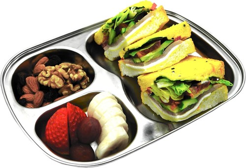 Stainless Steel Divided Plates, Kids Tray, BPA Free, 3 Compartment, Set of 2 - Picture 5 of 9
