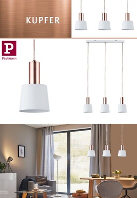 Paulmann Neordic 3er Pendel Haldar 3xE14 Weiß/Kupfer dimmbar ohne Leuchtmittel