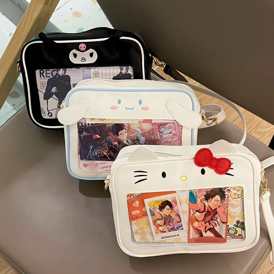 Sanrio Hello Kitty Transparente Ventana 2 Vías Bolso Mensajero Cuero JK Ita Pin Bolso Foto 3 de 4