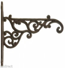 Decorative Plant Hanger Ornate Victorian Cast Iron Flower Basket Hook 8.375"