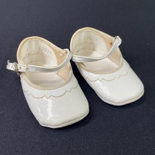 VINTAGE BABY SHOES, Infant Leather Soft SHOES White Plastic Size 1
