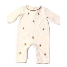 Janie and Jack Layette Velour Teddy Embroidered Overalls 3-6m