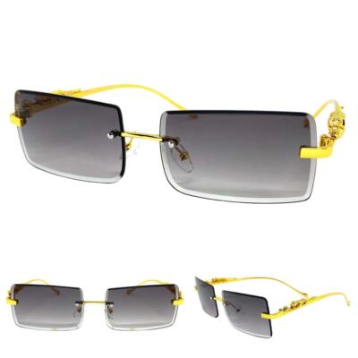 Classy Elegant Sophisticated Contemporary Modern SUN GLASSES Gold Rimless Frame
