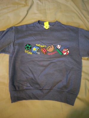 Kids M 8 - 10 Sweatshirt Blue with Sports Fabric fiber Print