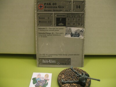=Axis & Allies Miniatures BASE SET II PAK 40 Antitank Gun with card 28/45=