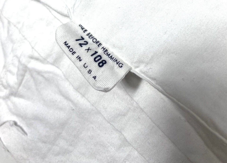 Sábana plana vintage años 70 Springmaid algodón percal tamaño doble blanco rosa ribete Foto 4 de 4