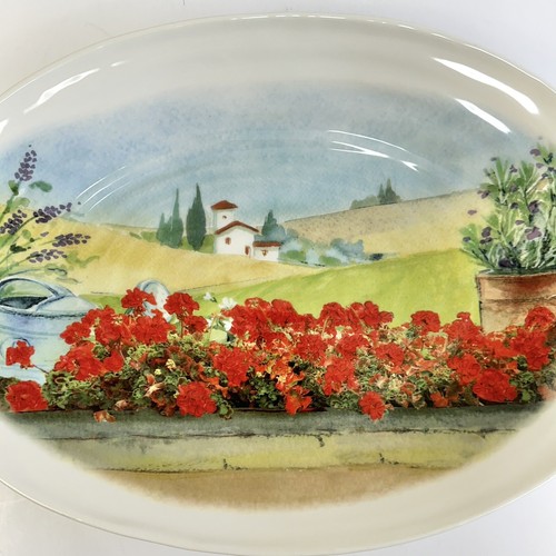 Ceramica Cuore Large Oval 18” Ceramic Serving Platter Tuscan Landscape Italy /cb - Picture 2 of 6
