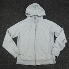 Champion Jacket Womens Medium Gray Full Zip Long Sleeve Hooded Workout Ladies