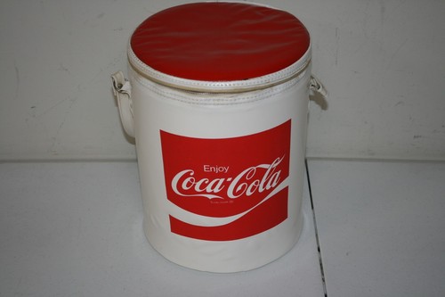 COCA COLA 1970s VINTAGE VINYL COOLER ROUND SHOULDER BAG DRINK CARRIER