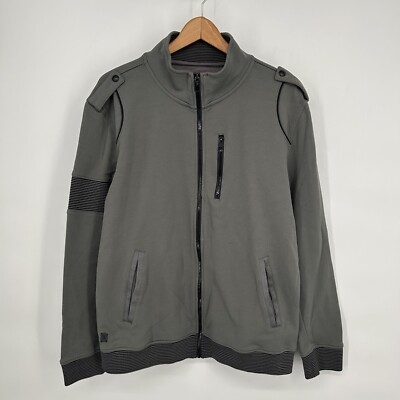 Marc Ecko Jacket Mens Large Gray Full Zip Cut & Sew Bomber