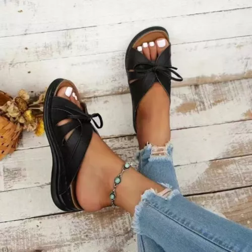 Womens Slip On Slippers Open Toe Strappy Low Heel Sandals - Picture 14 of 25