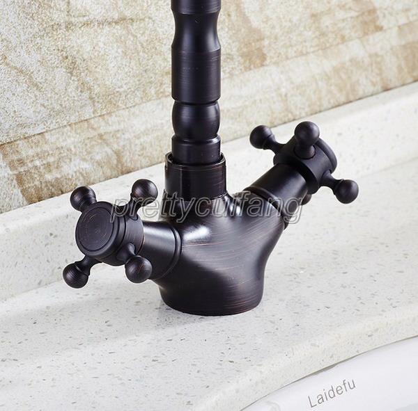 Black oil Antique Brass Swivel Kitchen Sink Faucet Mixer Basin Tap ...