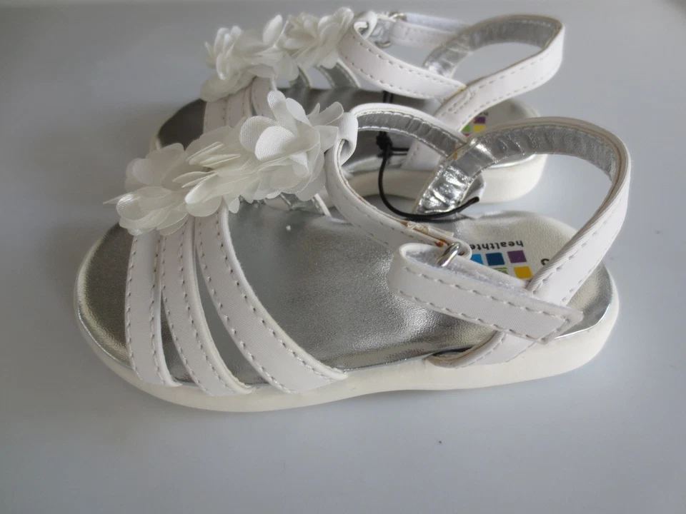 NUEVO Niña Niño 6 HEALTHTEX 18-24 meses Blanco Zapatos Sandalias Flores Foto 2 de 4