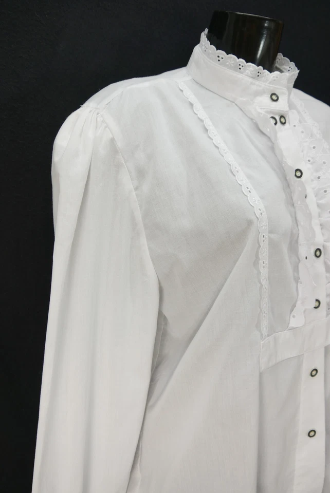 Gr.42 Trachtenbluse weiß Bluse für Dirndl C&A Baumwollmischung Spitze TB10201 - Bild 3 von 4