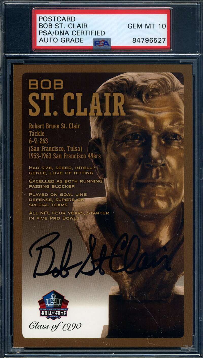 Bob St Clair HOF PSA DNA Gem Mint 10 Signed Bronze Bust Postcard Autograph