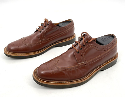 Beckett Simonon mens 9 Brown Leather Wingtip Brogue Dress Shoe lace up stitch