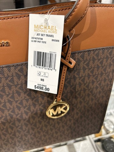 Michael Kors Lady Women Large Brown Bag Purse Tote Handbag Shoulder MK Signature - Picture 15 of 15