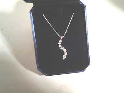 Necklace Life's Journey cubic zirconium silver plated 16 in w/2 in extender NIB 