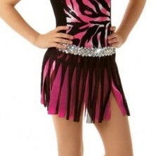 Out Of Control Child X-Small Dance Costume FRINGED SKIRT ONLY w/Sequin Trim New