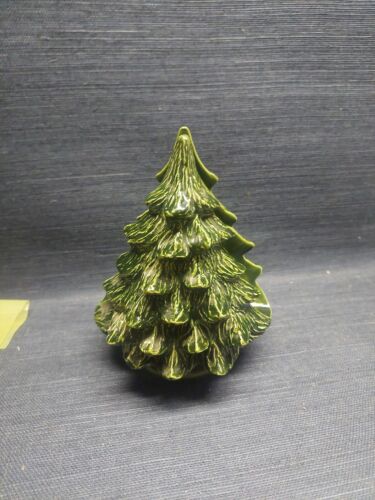 Ceramic Evergreen Christmas Tree Napkin, X-MAS CARD, Mail Holder Green 7" 1980's - Picture 1 of 6