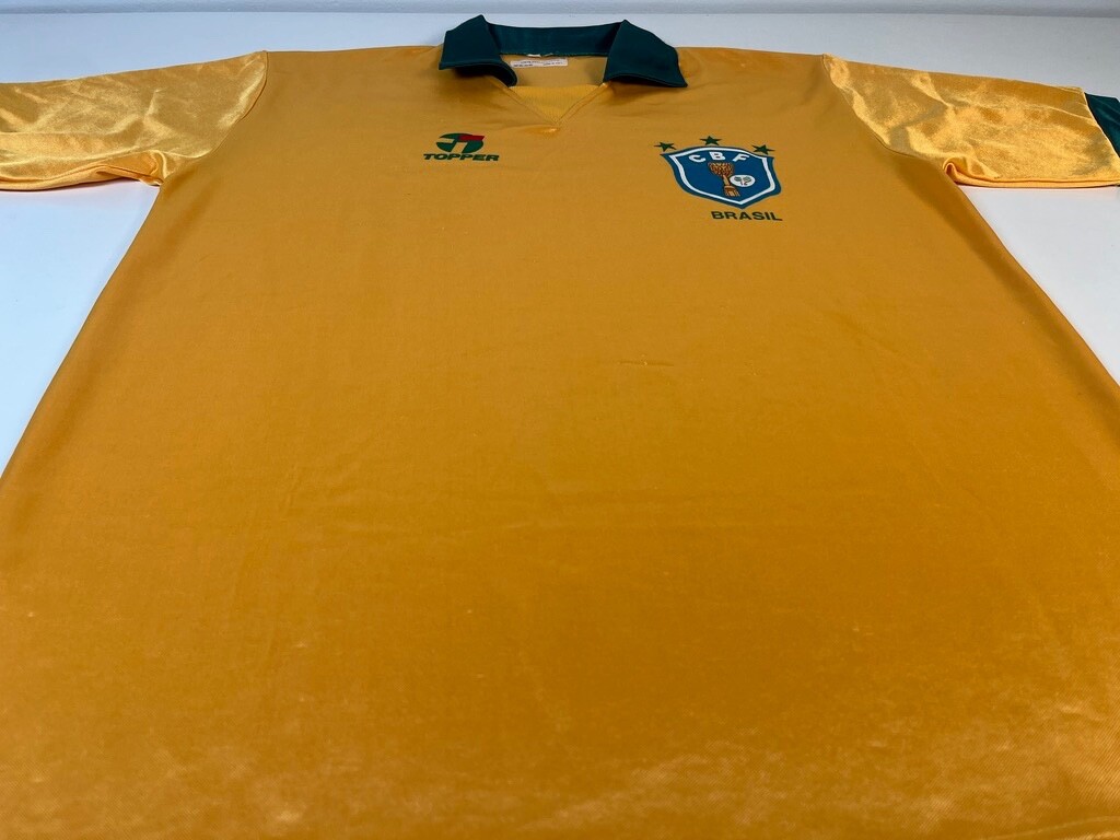 Rare BRAZIL 1990/92 Topper Home Football Shirt L Mens 90s Vintage