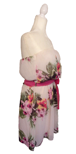 Dress Womens DRESS CLUB Medium Strapless Summer Floral Party Very good - Picture 4 of 9