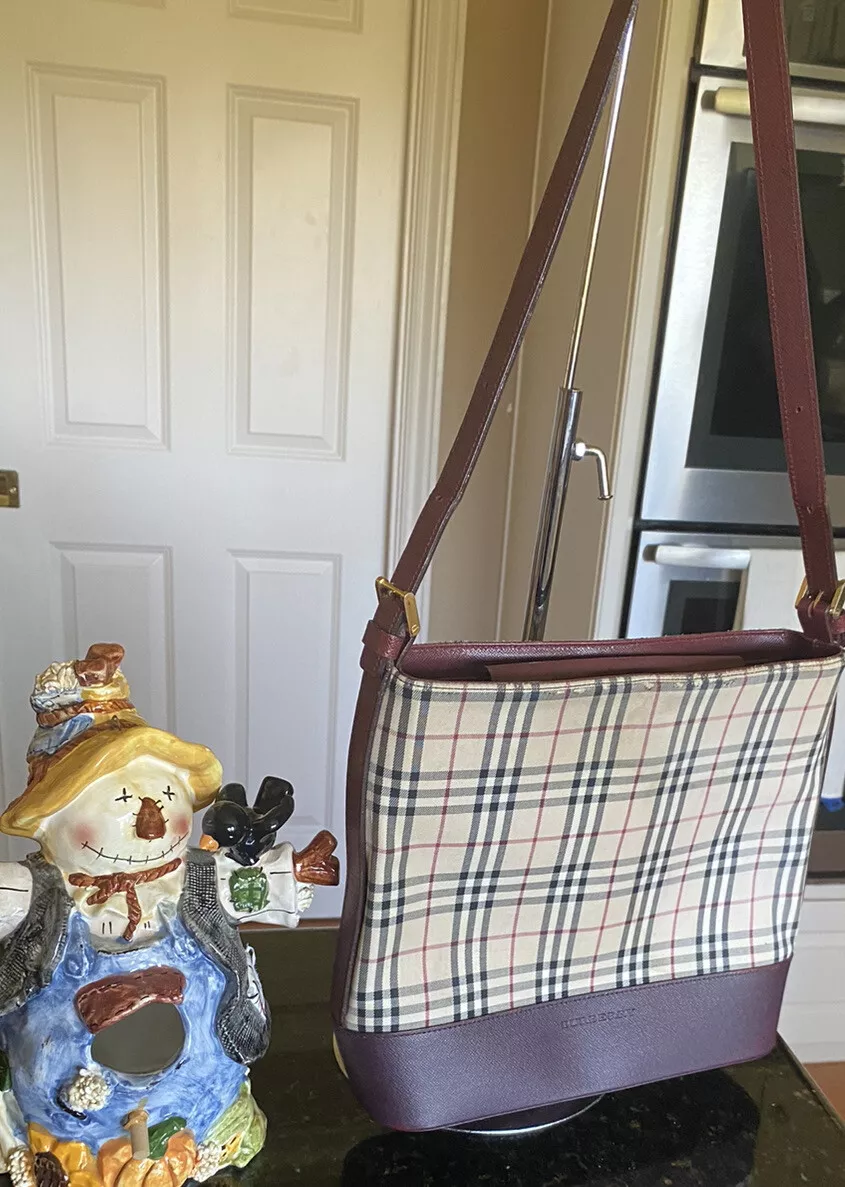 Burberry check canvas and leather tote best sale bag