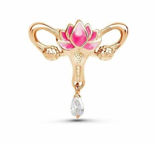 Woman's Womb Medical Jewelry Brooch Pin Gynecology Symbol Medical Uterus Lotus