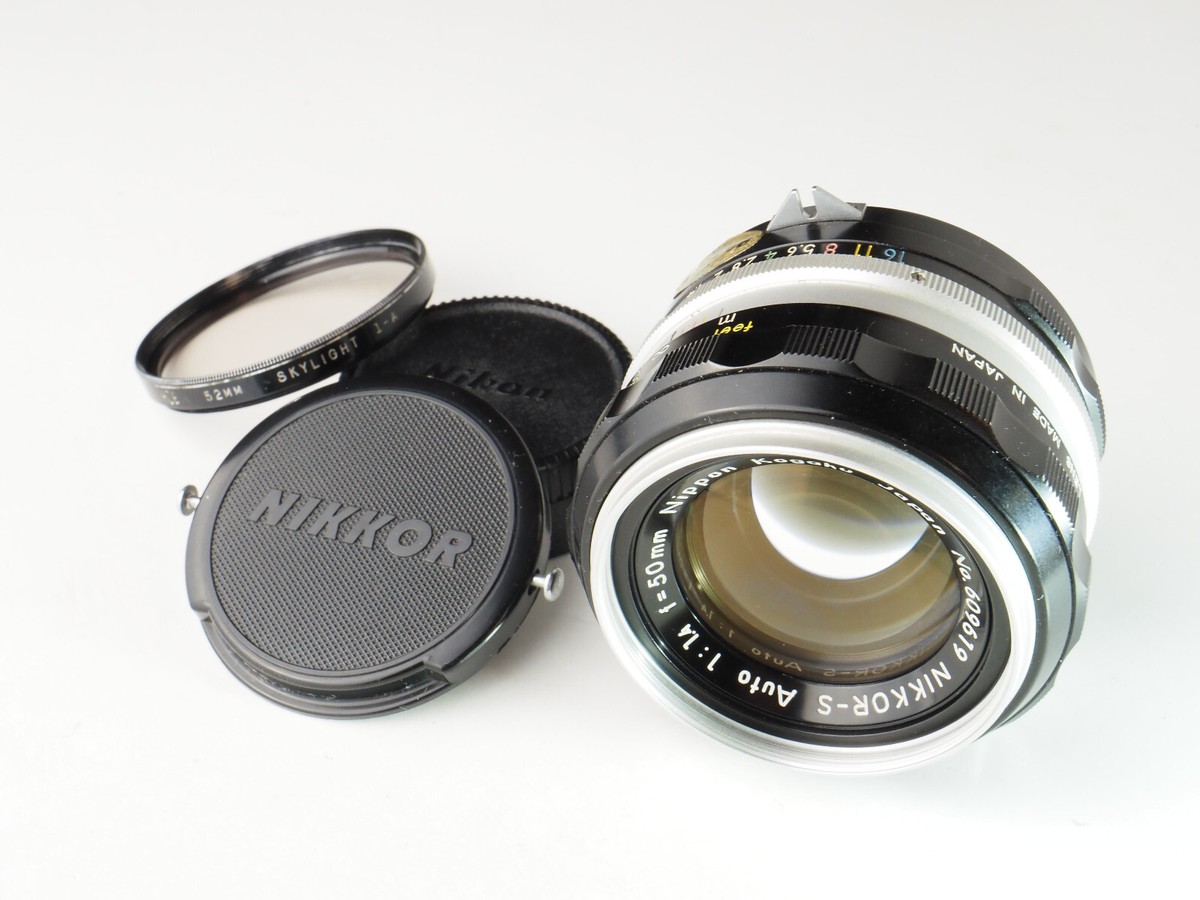 EX, TESTED, Nikon Nikkor-S Auto non-AI 50mm w/Nikon caps Skylight 1A