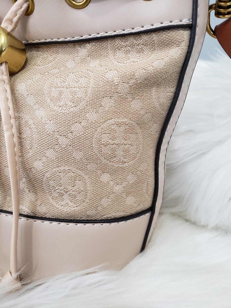 Tory Burch Ivory T Monogram Mini Bucket Bag Crossbody Purse