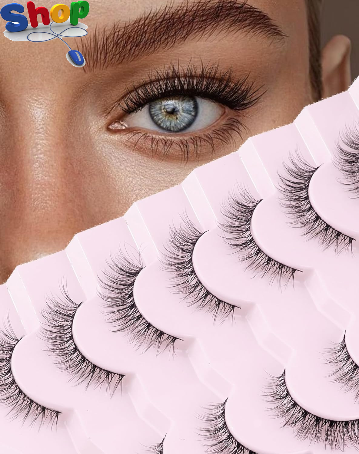 Natural Lashes Wispy Eyelashes Natural Look False Eye Lashes Flared Eyelash Fake