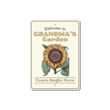 Sunflower Decor, Grandma's Garden Sign, Welcome Garden Metal Wall Decor