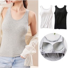 Women's Camisole with Built in Shelf Bra Adjustable Strap Vest Tank Tops Comfort