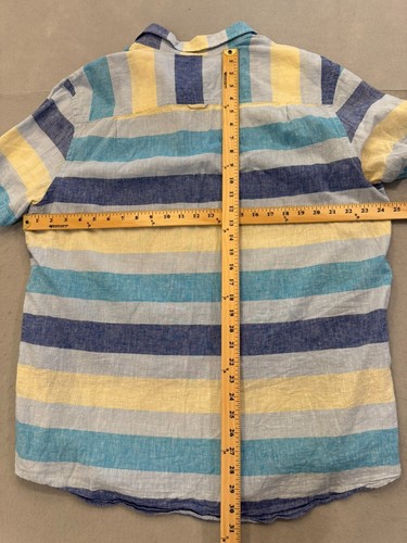 Club Room Button Up Shirt Men's XXL Linen Pastel Summer Stripe Trendy Collared - Picture 4 of 4