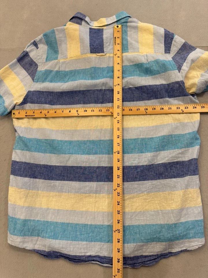 Camisa con botones para habitación club para hombre XXL lino pastel verano rayas de moda cuello Foto 4 de 4