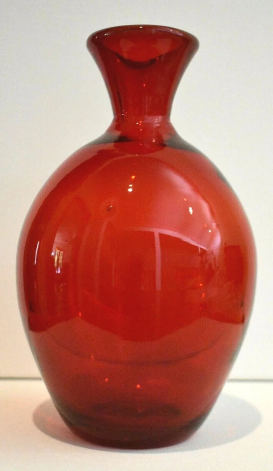 Midcentury Blown Glass Ruby Red Carafe Decanter 8" Tall Spouted - Image 3 of 4