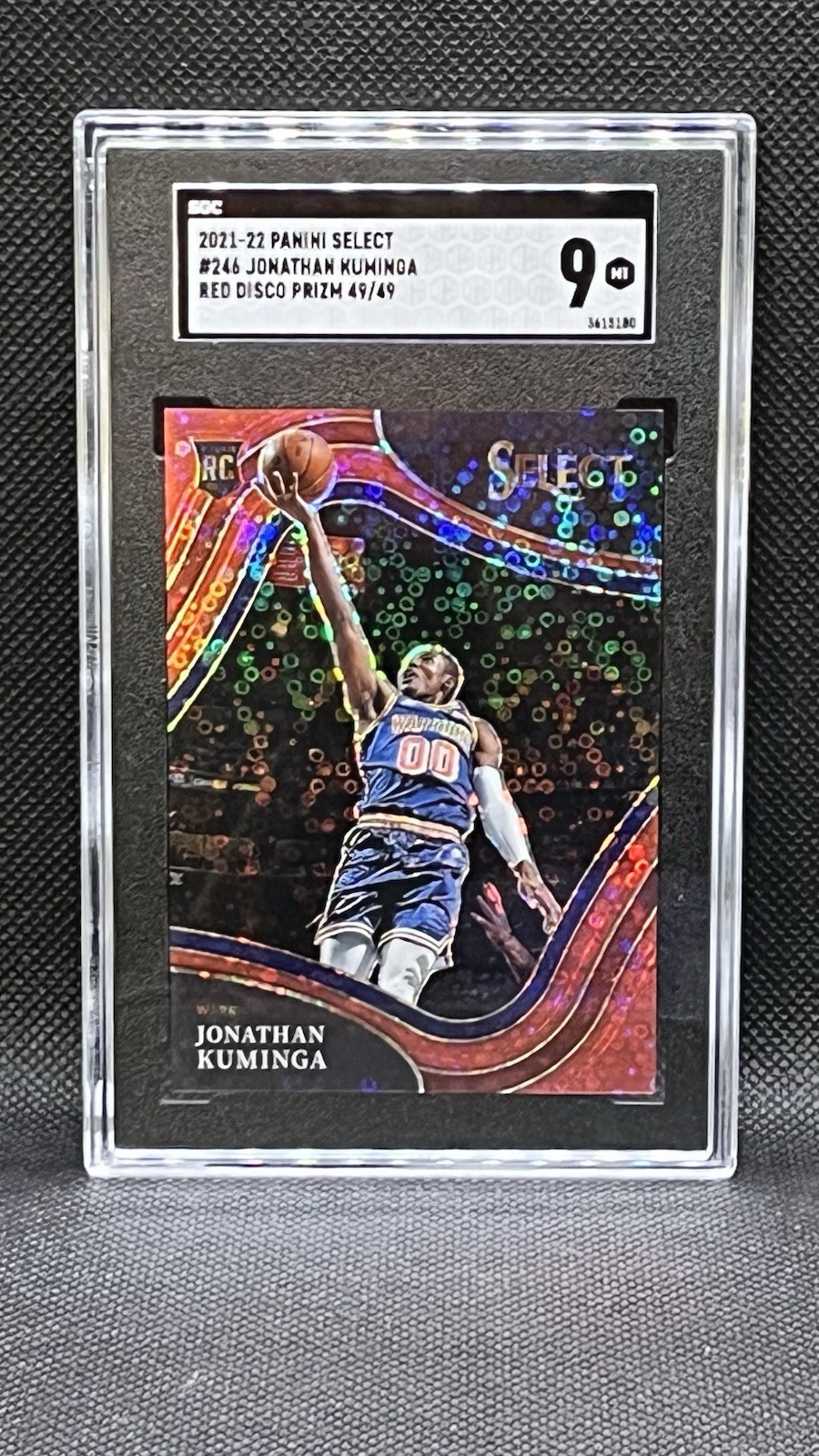 2021-22 Panini Select Courtside Jonathan Kuminga #246 Red Disco Prizm 49/49 (RC)