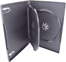 10 Pack Standard 14mm Black 3 Disc CD & DVD Cases with Hinged Flip Tray and O...